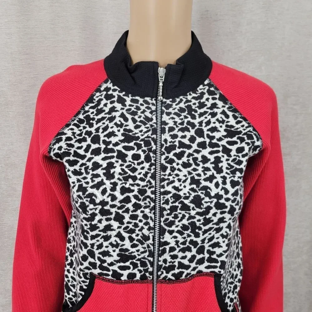 Lucky Charm Y2K Red Waffle Knit Animal Print Skirt and Jacket Matching Set